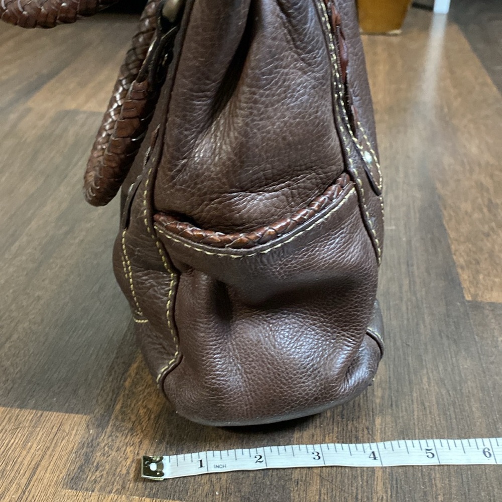 Fossil Vintage Dark Brown Braided Handles Shoulder Bag - Picture 4 of 16